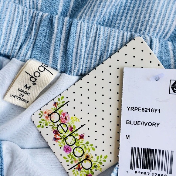 NWT Be Bop Striped Button-Front Maxi Skirt Lined Blue Ivory Sz M Rayon Juniors - Picture 6 of 11